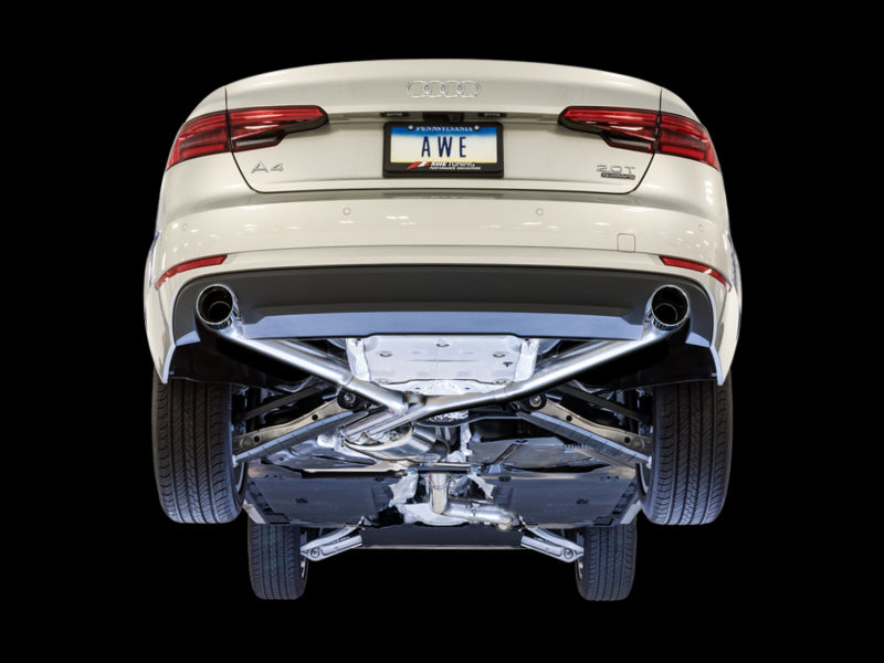 AWE Tuning Audi B9 A4 Track Edition Exhaust Dual Outlet - Chrome Silver Tips (Includes DP) AWE Tuning Audi B9 A4 Track Edition Exhaust Dual Outlet - Chrome Silver Tips (Includes DP)