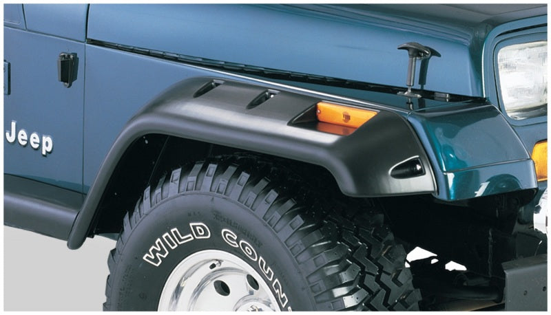 Bushwacker 87-95 Jeep Wrangler Cutout Style Flares 4pc Cutting Optional Not Renegade - Black Bushwacker 87-95 Jeep Wrangler Cutout Style Flares 4pc Cutting Optional Not Renegade - Black
