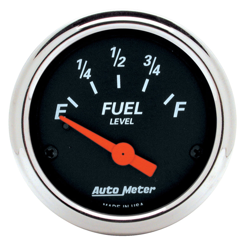 AutoMeter Gauge Fuel Level 2-1/16in. 0 Ohm(e) to 30 Ohm(f) Elec Designer Black AutoMeter Gauge Fuel Level 2-1/16in. 0 Ohm(e) to 30 Ohm(f) Elec Designer Black