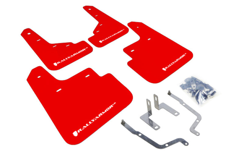Rally Armor 14-18 Mazda3 Red UR Mud Flap w/White Logo Rally Armor 14-18 Mazda3 Red UR Mud Flap w/White Logo