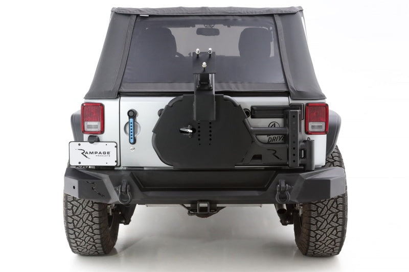 Rampage 07-18 Jeep Wrangler JK (Incl. Unlimited) Trail Guard Tire Carrier - Black Rampage 07-18 Jeep Wrangler JK (Incl. Unlimited) Trail Guard Tire Carrier - Black