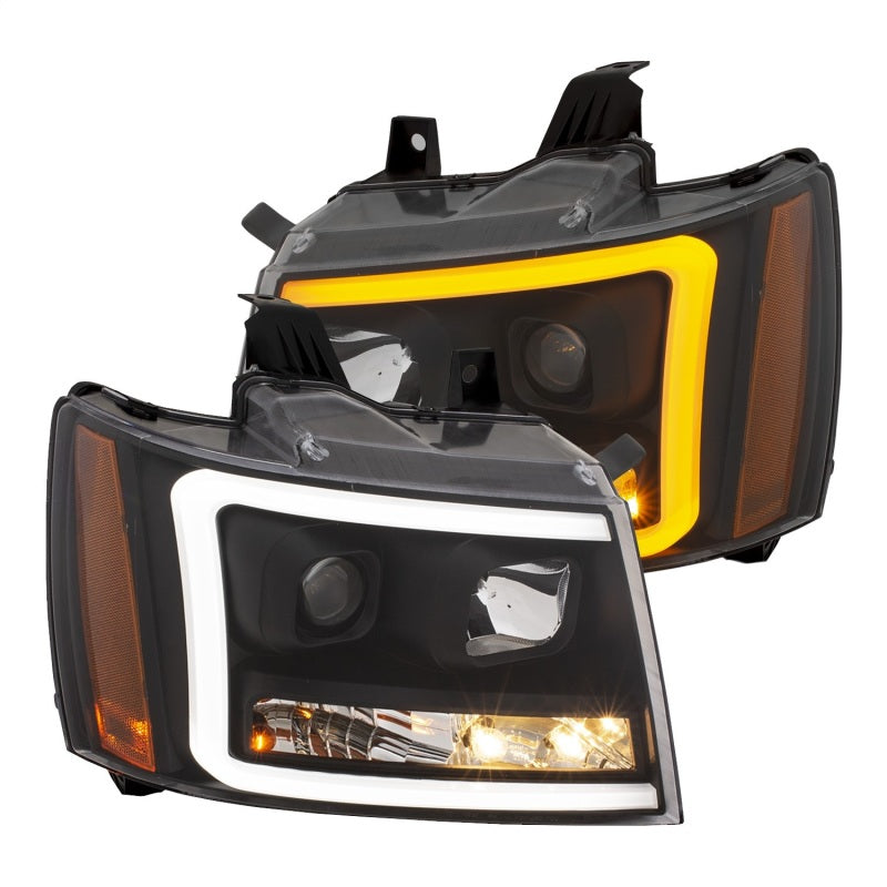 ANZO 07-14 Chevy Tahoe Projector Headlights w/ Plank Style Design Black w/ Amber ANZO 07-14 Chevy Tahoe Projector Headlights w/ Plank Style Design Black w/ Amber