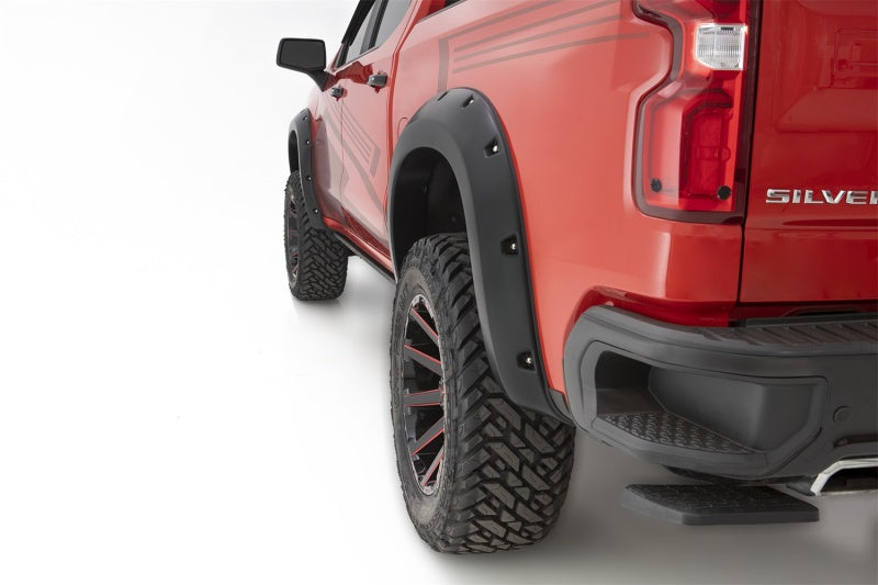 Bushwacker 19-21 Chevrolet Silverado 1500 Pocket Style Flares 4pc - Black Bushwacker 19-21 Chevrolet Silverado 1500 Pocket Style Flares 4pc - Black
