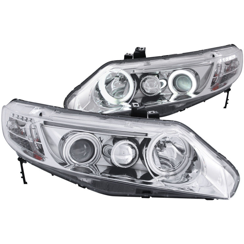 ANZO 2006-2011 Honda Civic Projector Headlights w/ Halo Chrome (CCFL) ANZO 2006-2011 Honda Civic Projector Headlights w/ Halo Chrome (CCFL)