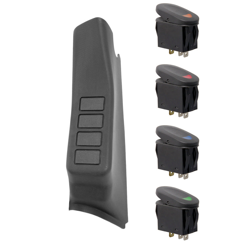 Rugged Ridge A-Pillar 4 Switch Pod Kit Black LHD 11-18 JK Rugged Ridge A-Pillar 4 Switch Pod Kit Black LHD 11-18 JK