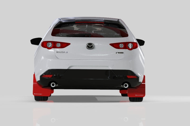 Rally Armor 19-24 Mazda3 Hatchback Red UR Mud Flap w/White Logo Rally Armor 19-24 Mazda3 Hatchback Red UR Mud Flap w/White Logo