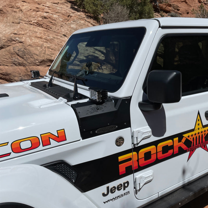 Rock Slide 21-22 Jl/Gladiator: Mojave/Recon/392 Models Jl/Jt Cowl Led Light Pod Brackets Rock Slide 21-22 Jl/Gladiator: Mojave/Recon/392 Models Jl/Jt Cowl Led Light Pod Brackets