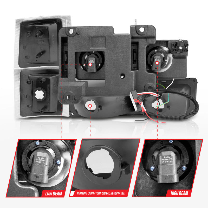 ANZO 88-98 Chevrolet C1500 Crystal Headlights Black Housing w/ Signal and Side Marker Lights ANZO 88-98 Chevrolet C1500 Crystal Headlights Black Housing w/ Signal and Side Marker Lights