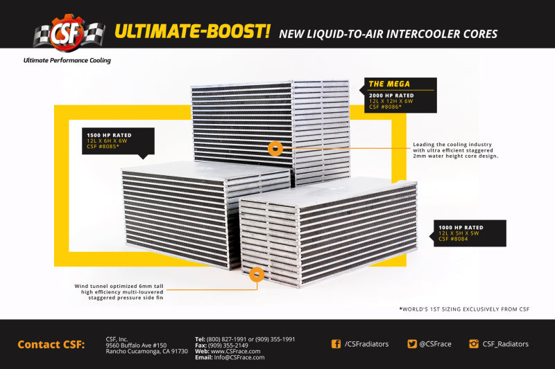 CSF Water/Air Bar & Plate Intercooler Core - 12in L x 6in H x 6in W CSF Water/Air Bar & Plate Intercooler Core - 12in L x 6in H x 6in W