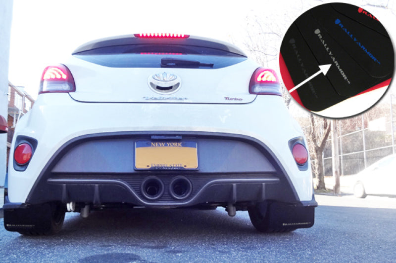 Rally Armor 12-18 Hyundai Veloster Black UR Mud Flap w/ Silver Logo Rally Armor 12-18 Hyundai Veloster Black UR Mud Flap w/ Silver Logo