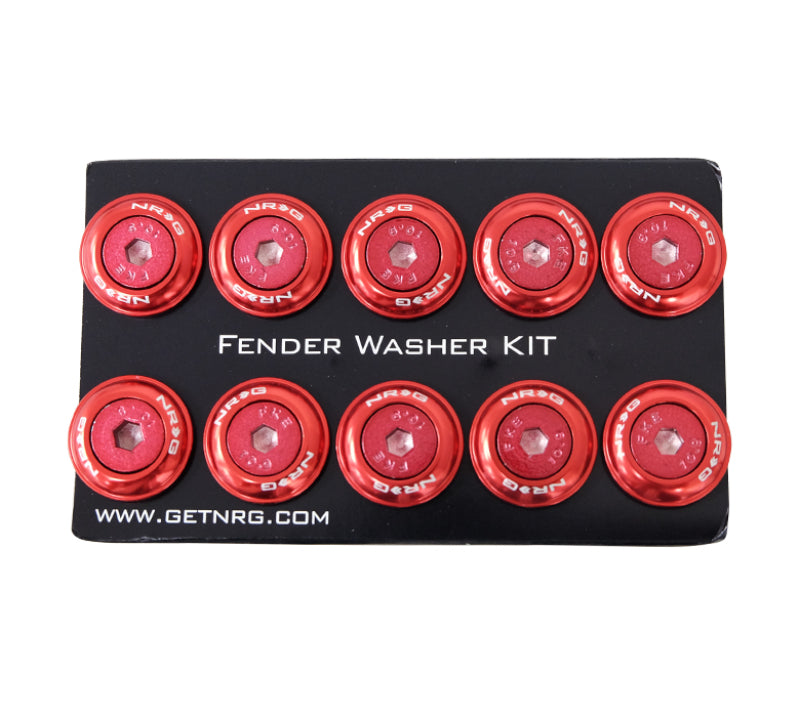 NRG Fender Washer Kit w/Color Matched M6 Bolt Rivets For Plastic (Red) - Set of 10 NRG Fender Washer Kit w/Color Matched M6 Bolt Rivets For Plastic (Red) - Set of 10