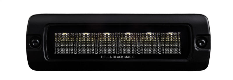 Hella Universal Black Magic 6 L.E.D. Flush Mount Mini Light Bar - Flood Beam Hella Universal Black Magic 6 L.E.D. Flush Mount Mini Light Bar - Flood Beam