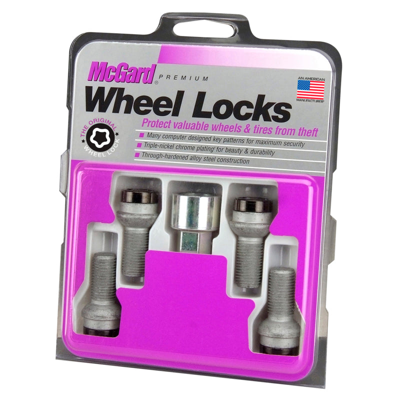 McGard Wheel Lock Bolt Set - 4pk. (Radius Seat) M14X1.5 / 17mm Hex / 26.7mm Shank Length - Black McGard Wheel Lock Bolt Set - 4pk. (Radius Seat) M14X1.5 / 17mm Hex / 26.7mm Shank Length - Black