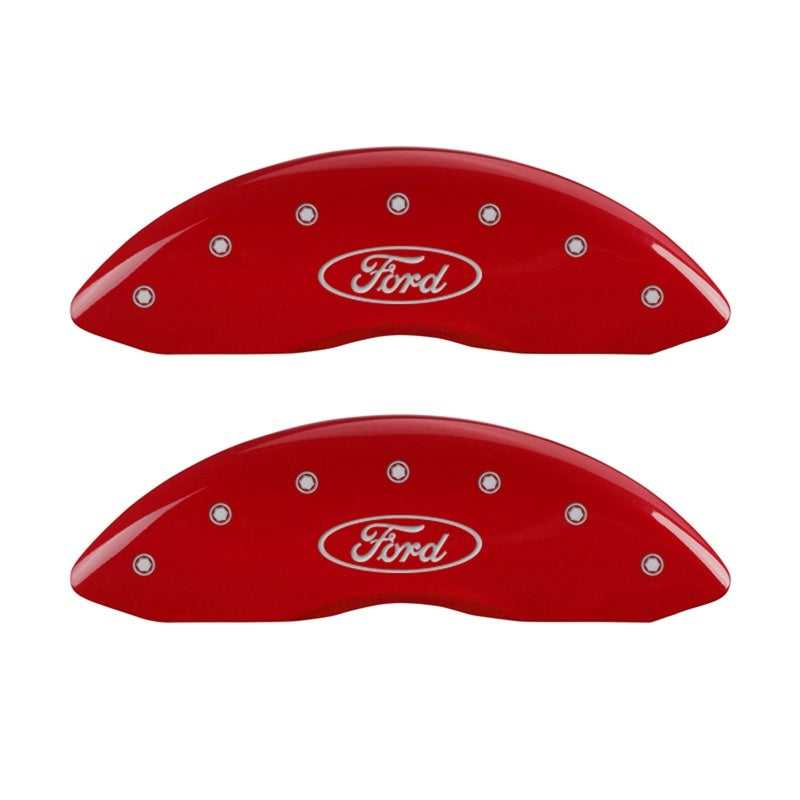 MGP Front set 2 Caliper Covers Engraved Front Oval logo/Ford Red finish silver ch MGP Front set 2 Caliper Covers Engraved Front Oval logo/Ford Red finish silver ch