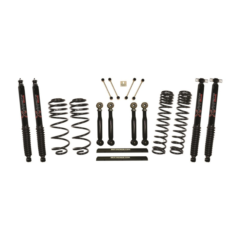 Skyjacker 97-02 Jeep TJ 4in D-Rate Long Travel Kit w/ Adj. FR/RR Lower Flex Links/Black Max Shocks Skyjacker 97-02 Jeep TJ 4in D-Rate Long Travel Kit w/ Adj. FR/RR Lower Flex Links/Black Max Shocks