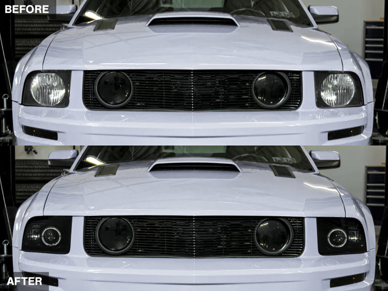 Raxiom 05-09 Ford Mustang Halogen 2010 Style LED Halo Headlights-Blk Hsng(Clear Lens/Excludes GT500) Raxiom 05-09 Ford Mustang Halogen 2010 Style LED Halo Headlights-Blk Hsng(Clear Lens/Excludes GT500)
