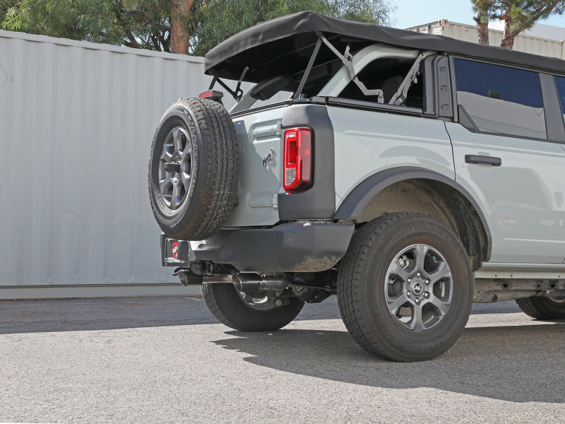 aFe Vulcan 3in 304 SS Axle-Back Exhaust 2021 Ford Bronco L4-2.3L (t)/V6-2.7L (tt) w/ Carbon Tips aFe Vulcan 3in 304 SS Axle-Back Exhaust 2021 Ford Bronco L4-2.3L (t)/V6-2.7L (tt) w/ Carbon Tips