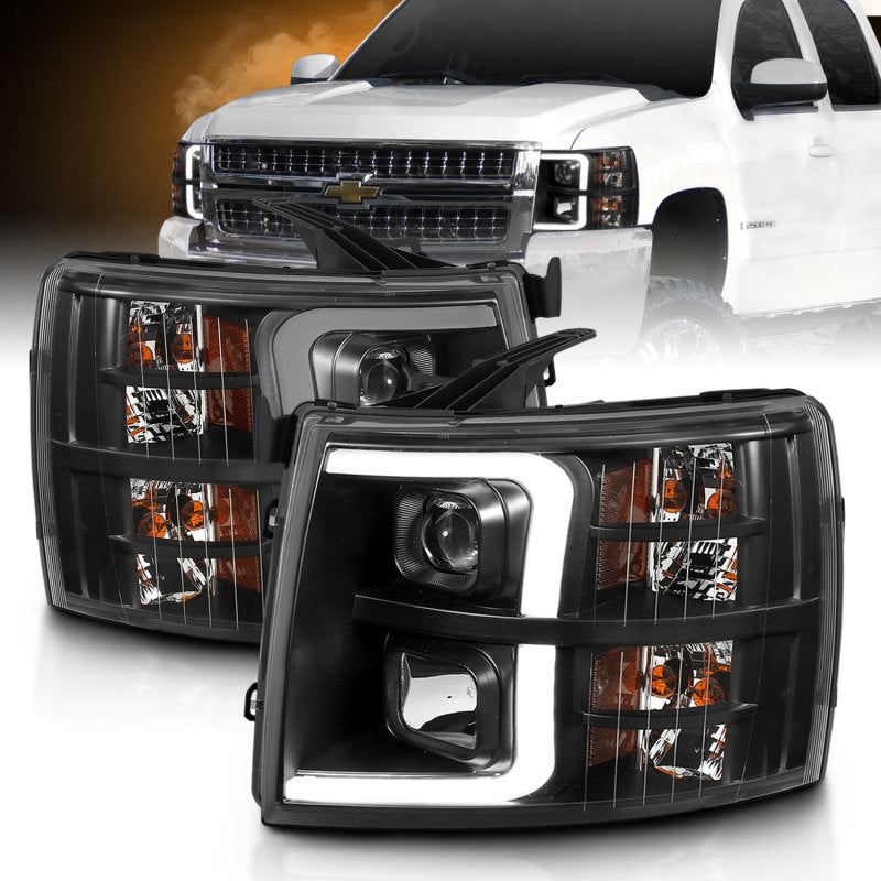 ANZO 07-13 Chevrolet Silverado 3500 Projector Headlights - Black Amber ANZO 07-13 Chevrolet Silverado 3500 Projector Headlights - Black Amber
