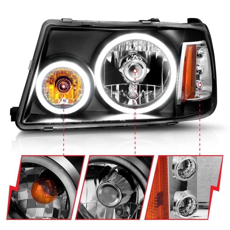 ANZO 2001-2011 Ford Ranger Projector Headlights w/ Halo Black (CCFL) 1 pc ANZO 2001-2011 Ford Ranger Projector Headlights w/ Halo Black (CCFL) 1 pc
