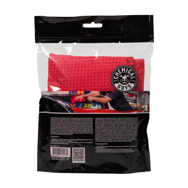 Chemical Guys Waffle Weave Glass & Window Microfiber Towel - 24in x 16in - Red Chemical Guys Waffle Weave Glass & Window Microfiber Towel - 24in x 16in - Red