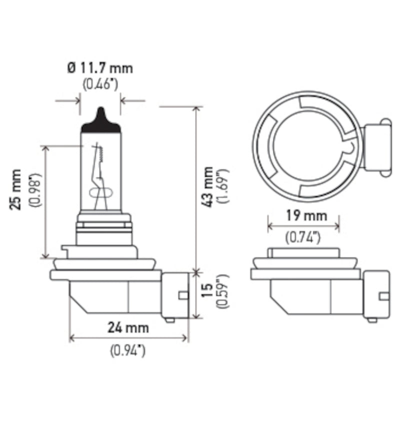 Hella Bulb H11 12V 55W Pgj192 T4 Hella Bulb H11 12V 55W Pgj192 T4