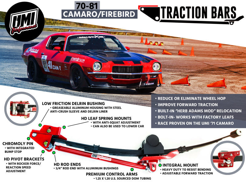 UMI Performance 70-81 GM F-Body Leaf Spring Traction Bars with Mounts UMI Performance 70-81 GM F-Body Leaf Spring Traction Bars with Mounts