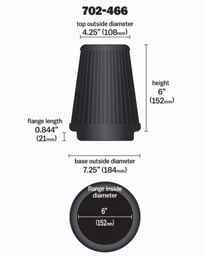 Airaid Universal Air Filter - Cone 6 x 7 1/4 x 4 3/4 x 6 - Blue SynthaMax Airaid Universal Air Filter - Cone 6 x 7 1/4 x 4 3/4 x 6 - Blue SynthaMax