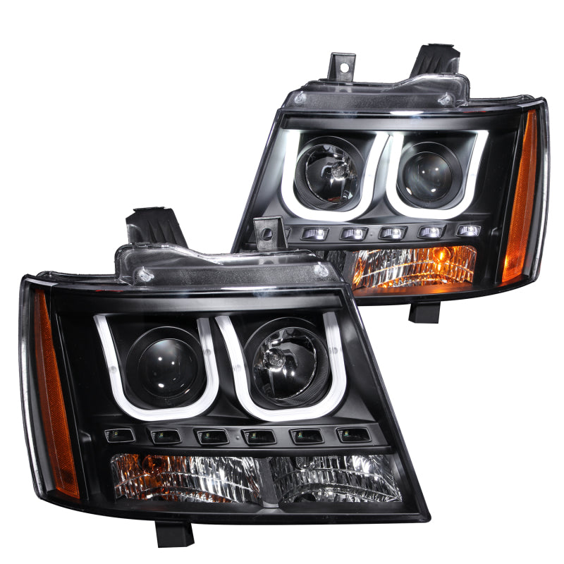 ANZO 2007-2013 Chevrolet Avalanche Projector Headlights w/ U-Bar Black ANZO 2007-2013 Chevrolet Avalanche Projector Headlights w/ U-Bar Black
