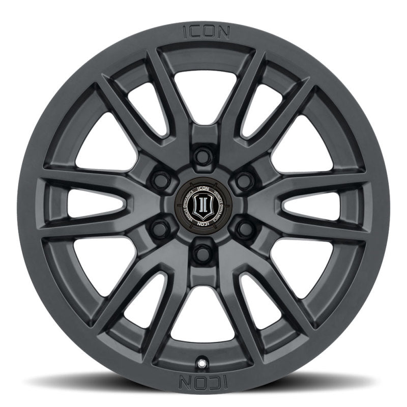 ICON Vector 6 17x8.5 6x5.5 0mm Offset 4.75in BS 106.1mm Bore Satin Black Wheel ICON Vector 6 17x8.5 6x5.5 0mm Offset 4.75in BS 106.1mm Bore Satin Black Wheel