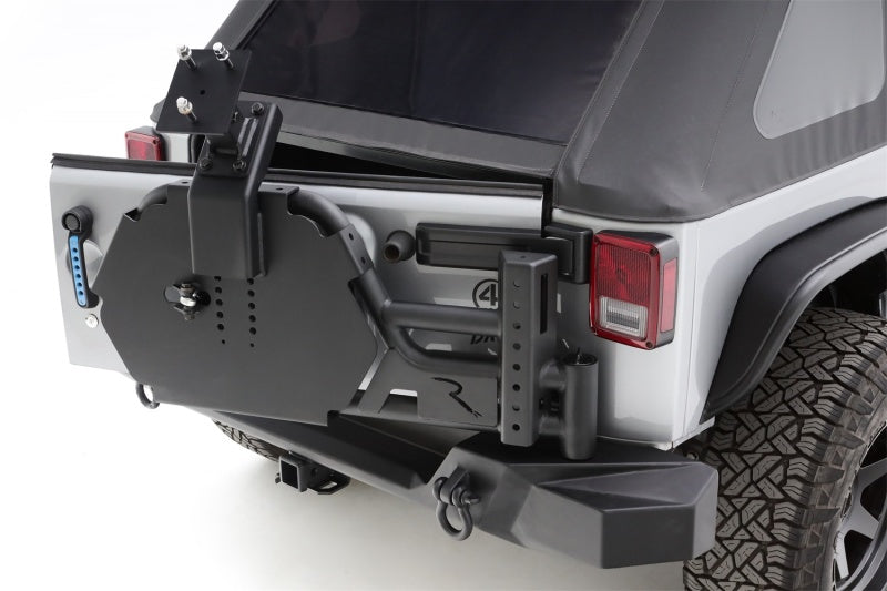 Rampage 07-18 Jeep Wrangler JK (Incl. Unlimited) Trail Guard Tire Carrier - Black Rampage 07-18 Jeep Wrangler JK (Incl. Unlimited) Trail Guard Tire Carrier - Black