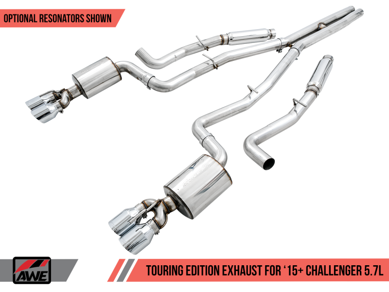 AWE Tuning 2017+ Challenger 5.7 Touring Edition Exhaust - Non-Resonated - Diamond Black Quad Tips AWE Tuning 2017+ Challenger 5.7 Touring Edition Exhaust - Non-Resonated - Diamond Black Quad Tips