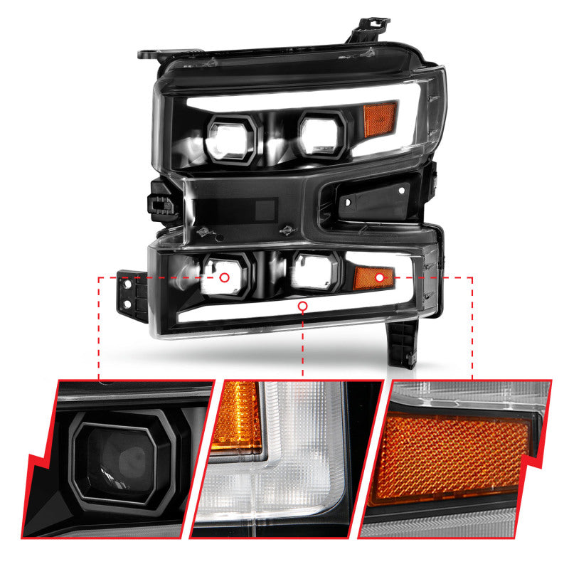 ANZO 19-22 Chevrolet Silverado 1500 LED Proj HL w/Lgt Bar SwBk Seq. Blk w/In. Light - Passenger Side ANZO 19-22 Chevrolet Silverado 1500 LED Proj HL w/Lgt Bar SwBk Seq. Blk w/In. Light - Passenger Side