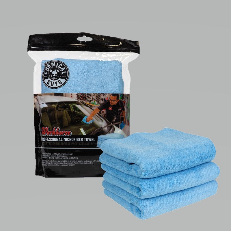 Chemical Guys Workhorse Professional Microfiber Towel - 16in x 16in - Blue - 3 Pack Chemical Guys Workhorse Professional Microfiber Towel - 16in x 16in - Blue - 3 Pack