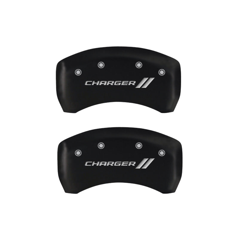 MGP 4 Caliper Covers Engraved Front & Rear With stripes/Charger Red finish silver ch MGP 4 Caliper Covers Engraved Front & Rear With stripes/Charger Red finish silver ch