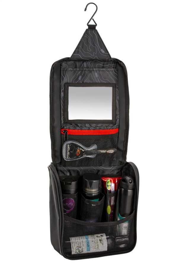 ARB Toiletries Bag Charcoal Finish w/ Red Highlights PVC Outer Shell Mesh Pockets Mirror ARB Toiletries Bag Charcoal Finish w/ Red Highlights PVC Outer Shell Mesh Pockets Mirror