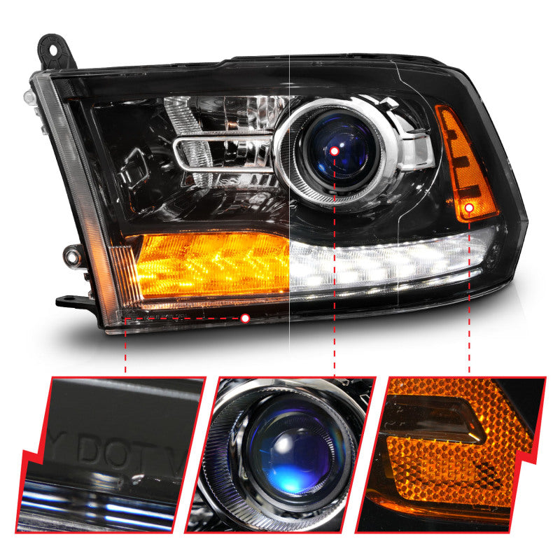 Anzo 09-18 Dodge 1500-3500 LED Plank Style Headlights w/Switchback+Sequential Hyper Black (OE Style) Anzo 09-18 Dodge 1500-3500 LED Plank Style Headlights w/Switchback+Sequential Hyper Black (OE Style)