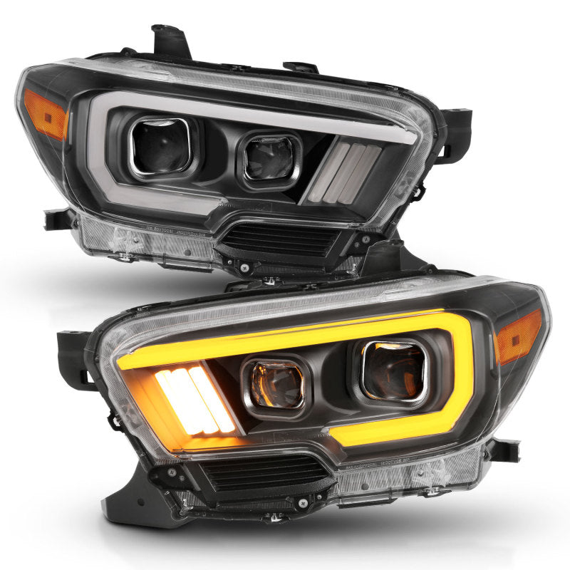 ANZO 2016-2017 Toyota Tacoma Projector Headlights w/ Plank Style Switchback Black w/ Amber w/ DRL ANZO 2016-2017 Toyota Tacoma Projector Headlights w/ Plank Style Switchback Black w/ Amber w/ DRL