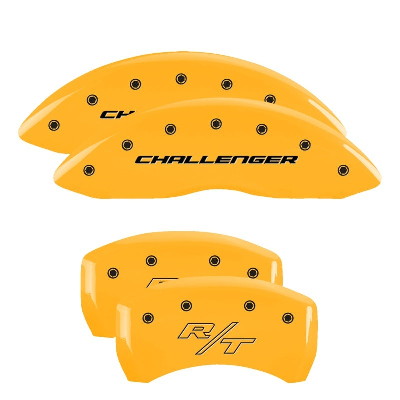 MGP 4 Caliper Covers Engrvd Front Block/Challenger Engrvd Rear Vintage Style/RT Yellow fnsh Blk ch MGP 4 Caliper Covers Engrvd Front Block/Challenger Engrvd Rear Vintage Style/RT Yellow fnsh Blk ch