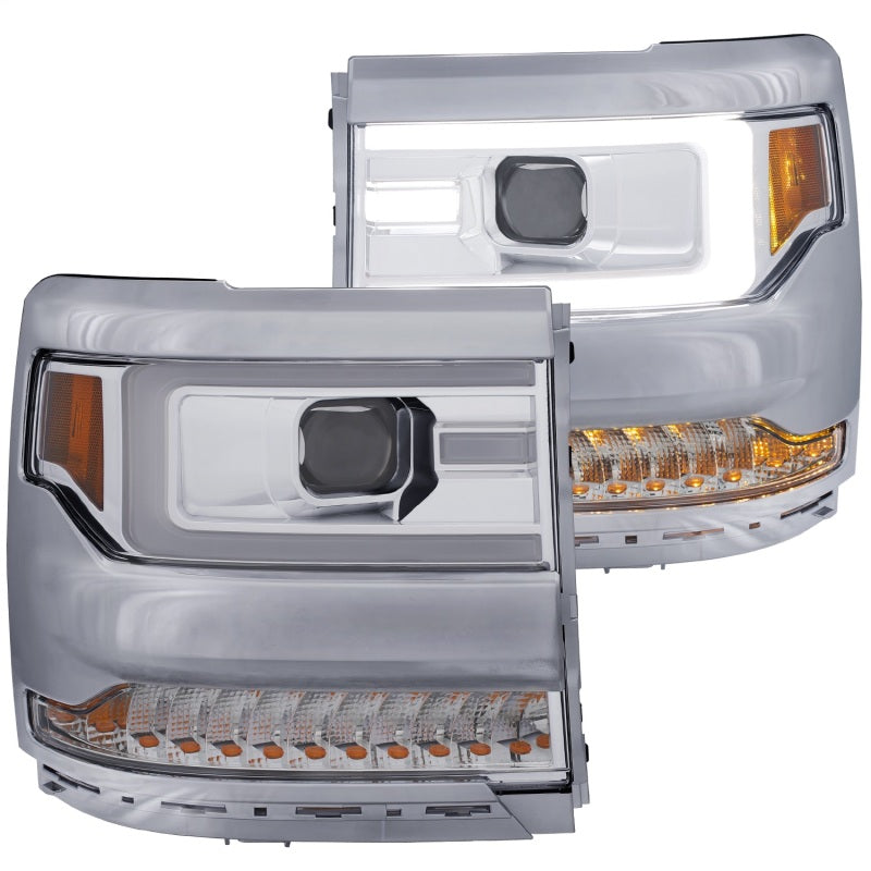 ANZO 16+ Chevy Silverado 1500 Projector Headlights Plank Style Chrome w/Amber/Sequential Turn Signal ANZO 16+ Chevy Silverado 1500 Projector Headlights Plank Style Chrome w/Amber/Sequential Turn Signal