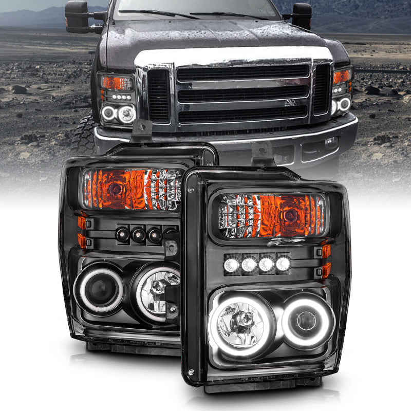 ANZO 2008-2010 Ford F-250 Projector Headlights w/ Halo Black (CCFL) ANZO 2008-2010 Ford F-250 Projector Headlights w/ Halo Black (CCFL)