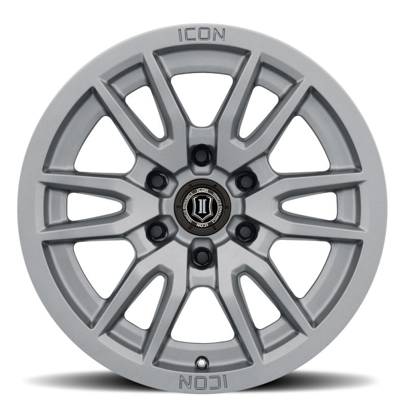 ICON Vector 6 17x8.5 6x5.5 25mm Offset 5.75in BS 95.1mm Bore Titanium Wheel ICON Vector 6 17x8.5 6x5.5 25mm Offset 5.75in BS 95.1mm Bore Titanium Wheel