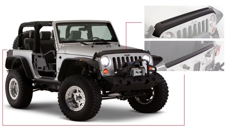 Bushwacker 07-18 Jeep Wrangler Trail Armor Hood and Tailgate Protector Excl Power Dome Hood - Black Bushwacker 07-18 Jeep Wrangler Trail Armor Hood and Tailgate Protector Excl Power Dome Hood - Black