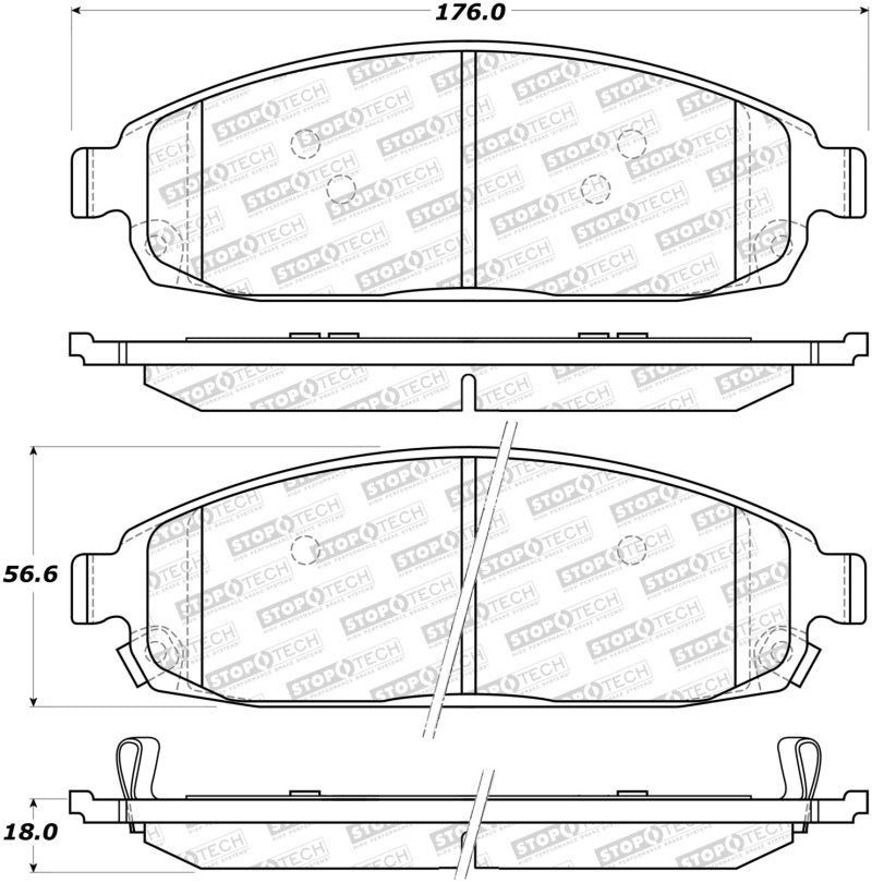 StopTech Sport Brake Pads w/Shims and Hardware - Rear StopTech Sport Brake Pads w/Shims and Hardware - Rear