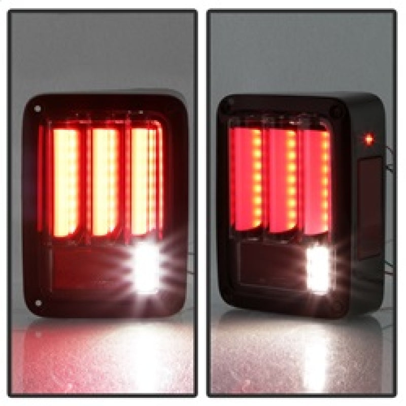 Spyder 07-16 Jeep Wrangler Version 2 Light Bar LED Tail Lights - Red Clear (ALT-YD-JWA07V2-LBLED-RC) Spyder 07-16 Jeep Wrangler Version 2 Light Bar LED Tail Lights - Red Clear (ALT-YD-JWA07V2-LBLED-RC)