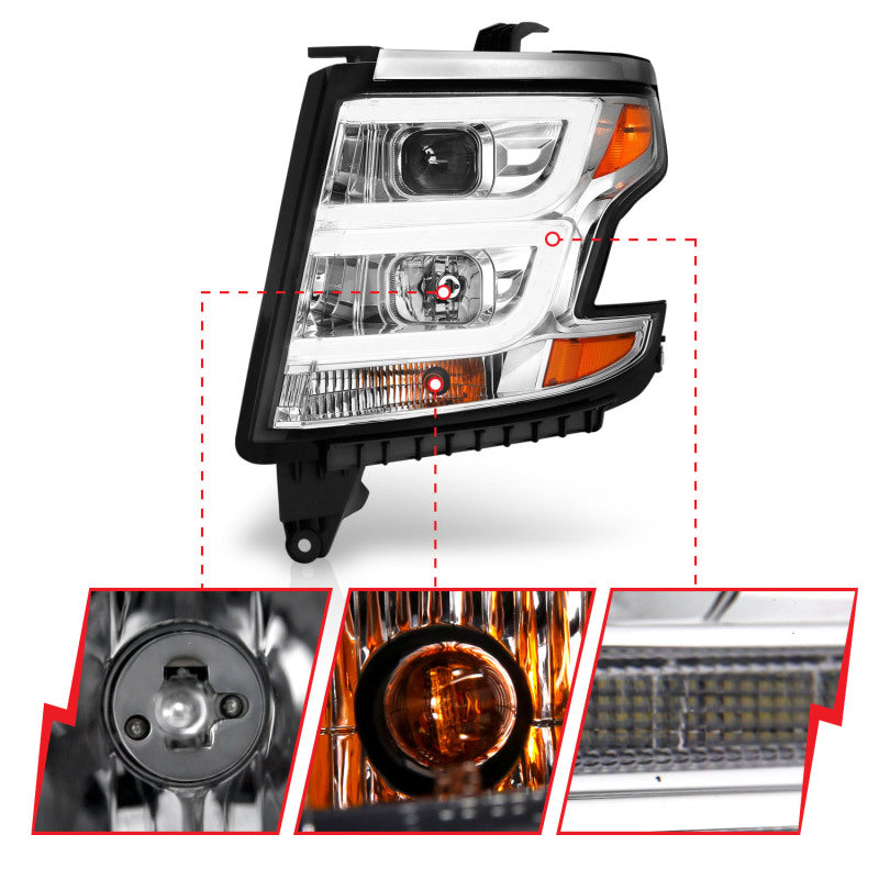 ANZO 2015-2020 Chevy Tahoe Projector Headlights Plank Style Chrome w/DRL ANZO 2015-2020 Chevy Tahoe Projector Headlights Plank Style Chrome w/DRL
