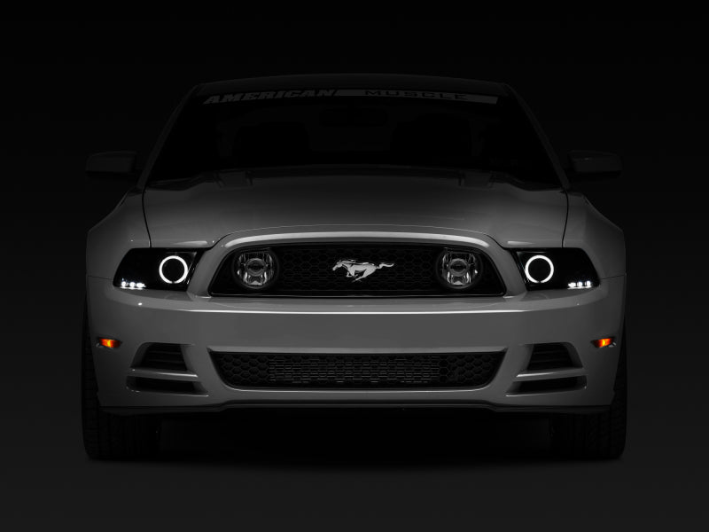 Raxiom 13-14 Ford Mustang w/ Factory HIDLED Halo Projector Headlights- Black Housing (Smoked Lens) Raxiom 13-14 Ford Mustang w/ Factory HIDLED Halo Projector Headlights- Black Housing (Smoked Lens)