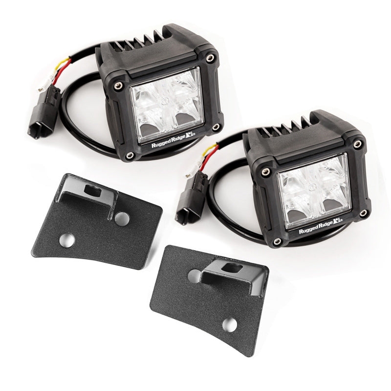Rugged Ridge 07-18 Jeep Wrangler JK Dual Cube Windshield LED Kit w/ Brackets Rugged Ridge 07-18 Jeep Wrangler JK Dual Cube Windshield LED Kit w/ Brackets