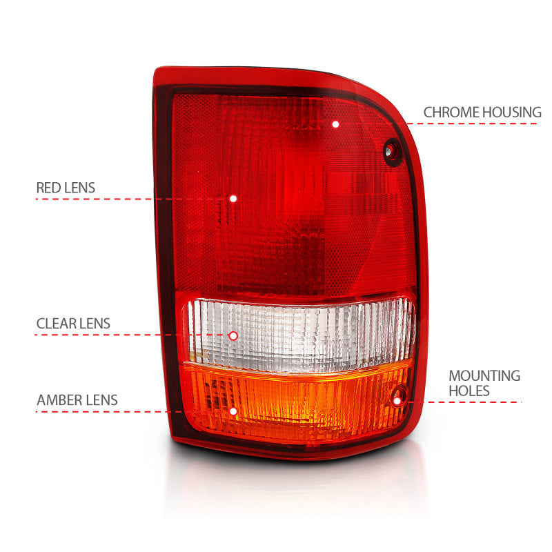 ANZO 1993-1997 Ford Ranger Tail Light Red/Cear (OE) ANZO 1993-1997 Ford Ranger Tail Light Red/Cear (OE)