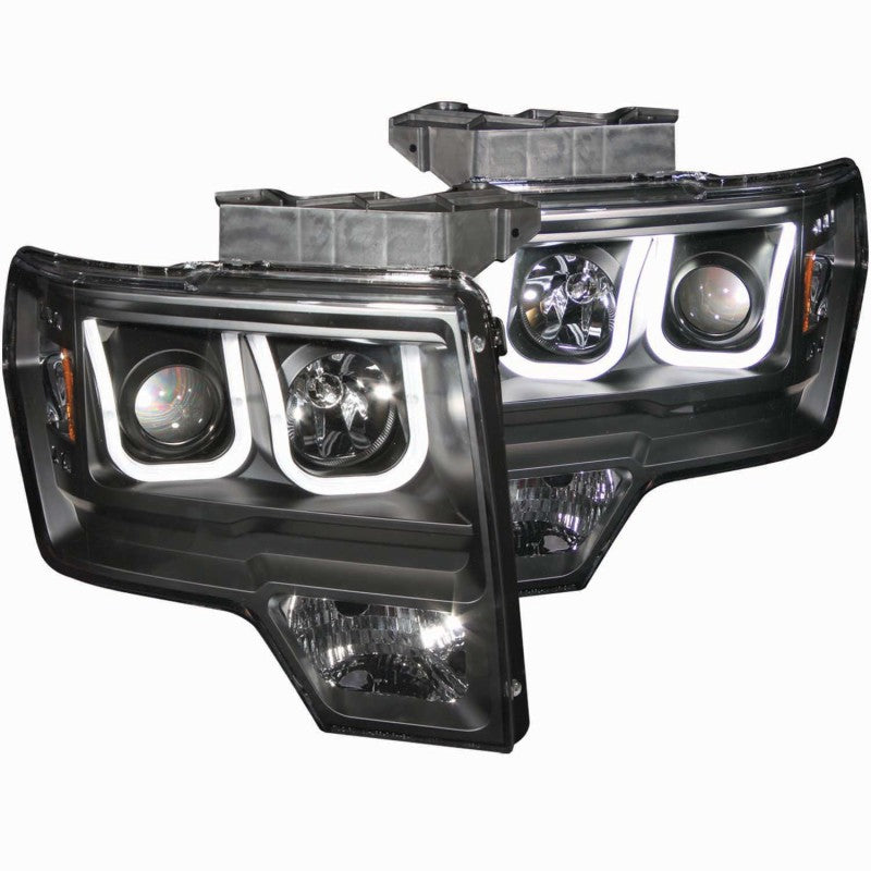 ANZO 2009-2014 Ford F-150 Projector Headlights w/ U-Bar Black ANZO 2009-2014 Ford F-150 Projector Headlights w/ U-Bar Black