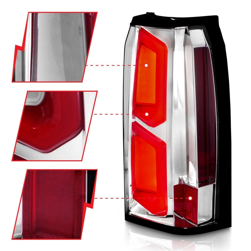 ANZO 2015-2020 Chevrolet Tahoe LED Tail Lights w/ Light Bar Chrome Housing Clear Lens ANZO 2015-2020 Chevrolet Tahoe LED Tail Lights w/ Light Bar Chrome Housing Clear Lens